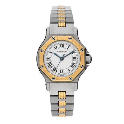 Cartier Stainless Steel 18K Yellow Gold 25mm Santos Octagon Automatic Watch 1 of 7