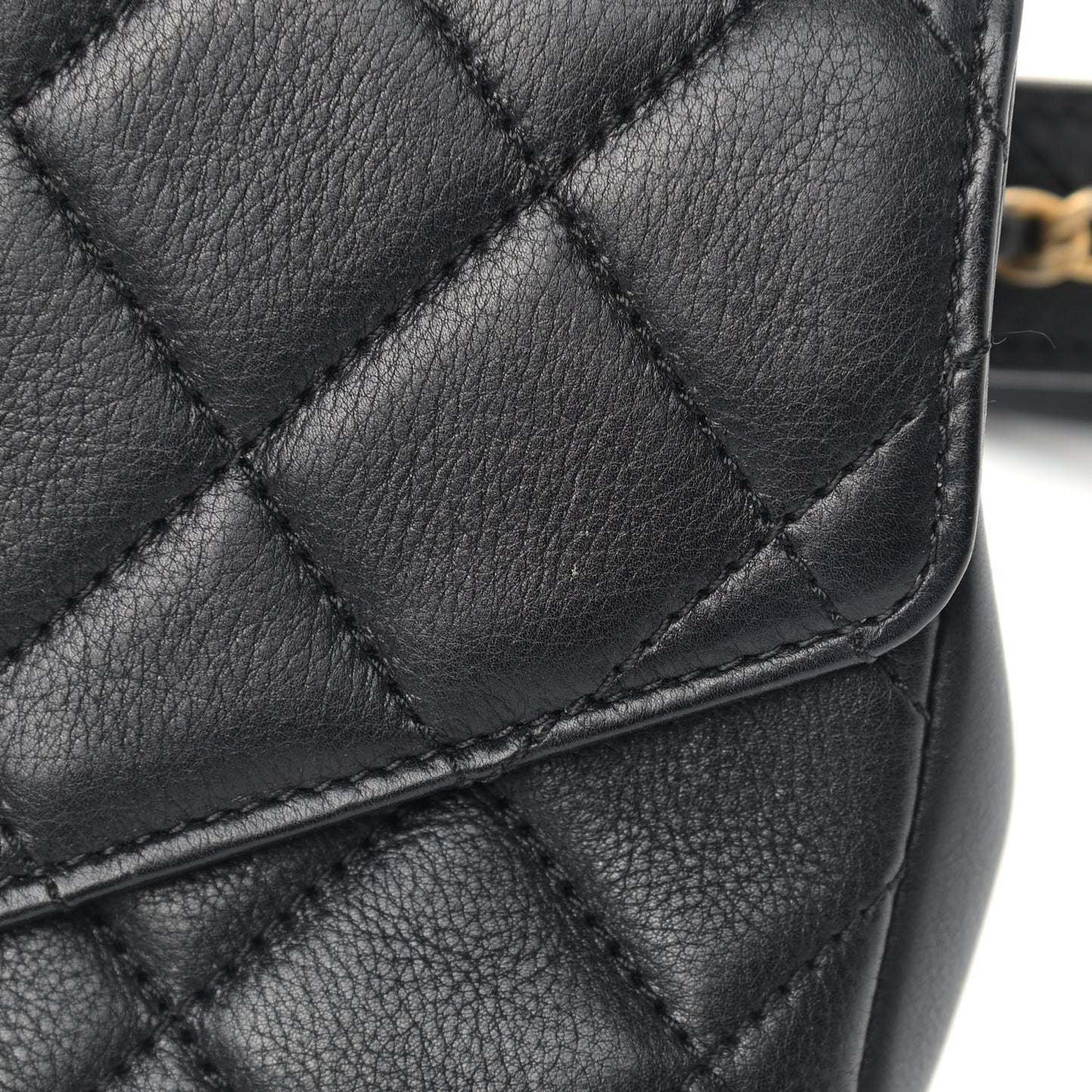 Calfskin Quilted Flap Waist Bag Black