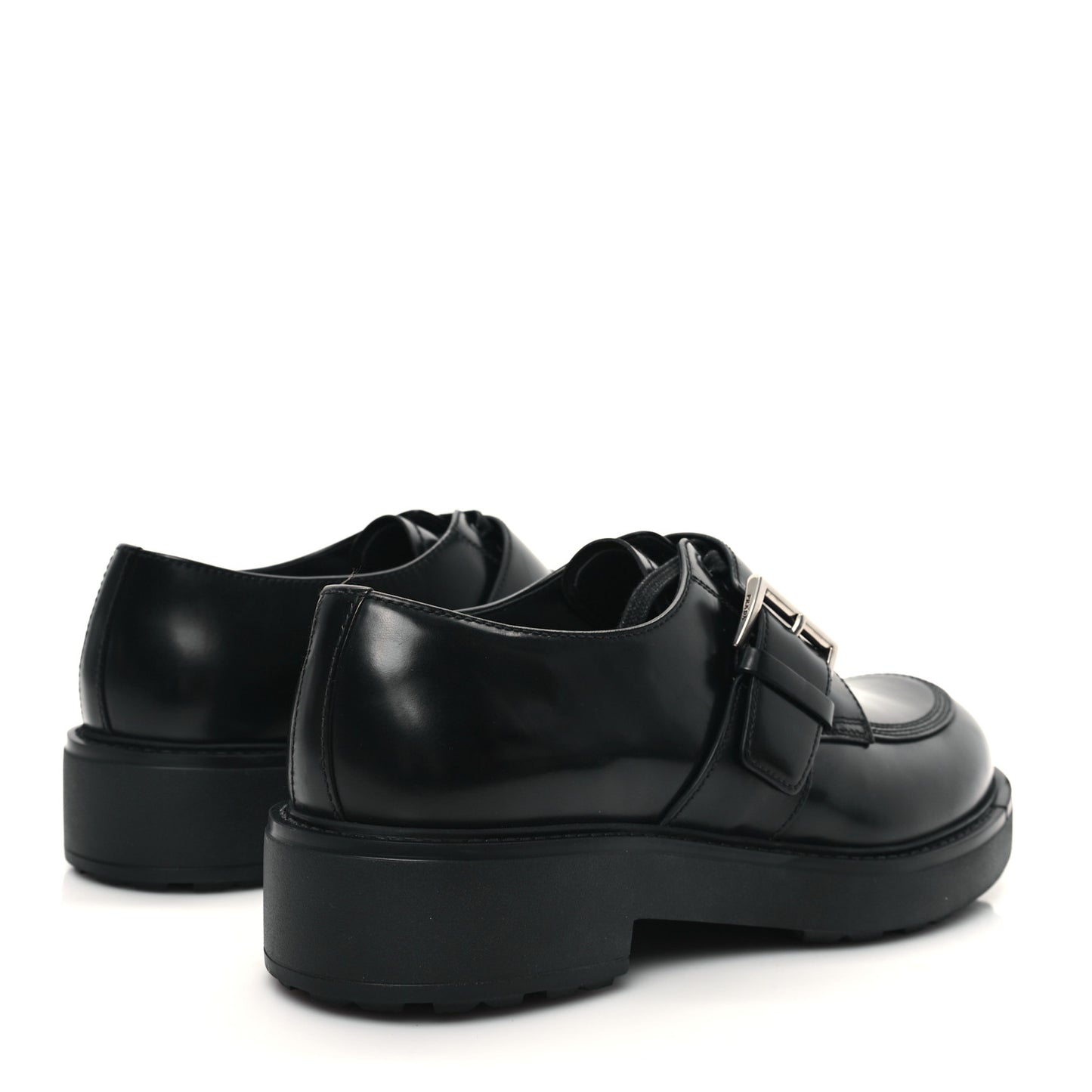 Calfskin Mens Belted Lace Up Loafers 9 Black