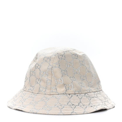 Gucci Canvas Lame GG Monogram Bucket Hat S Gardenia Silver 3 of 9
