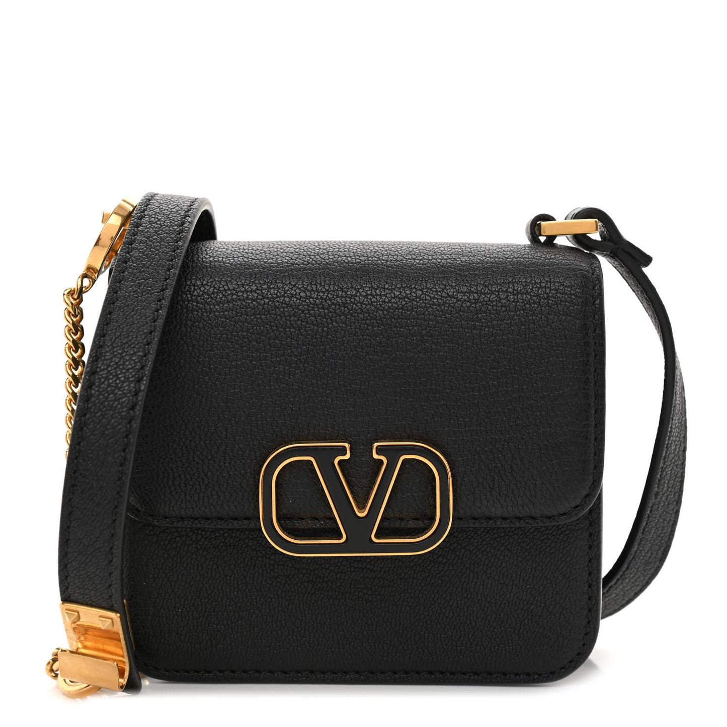 Pebbled Calfskin Micro VSling Shoulder Bag Black