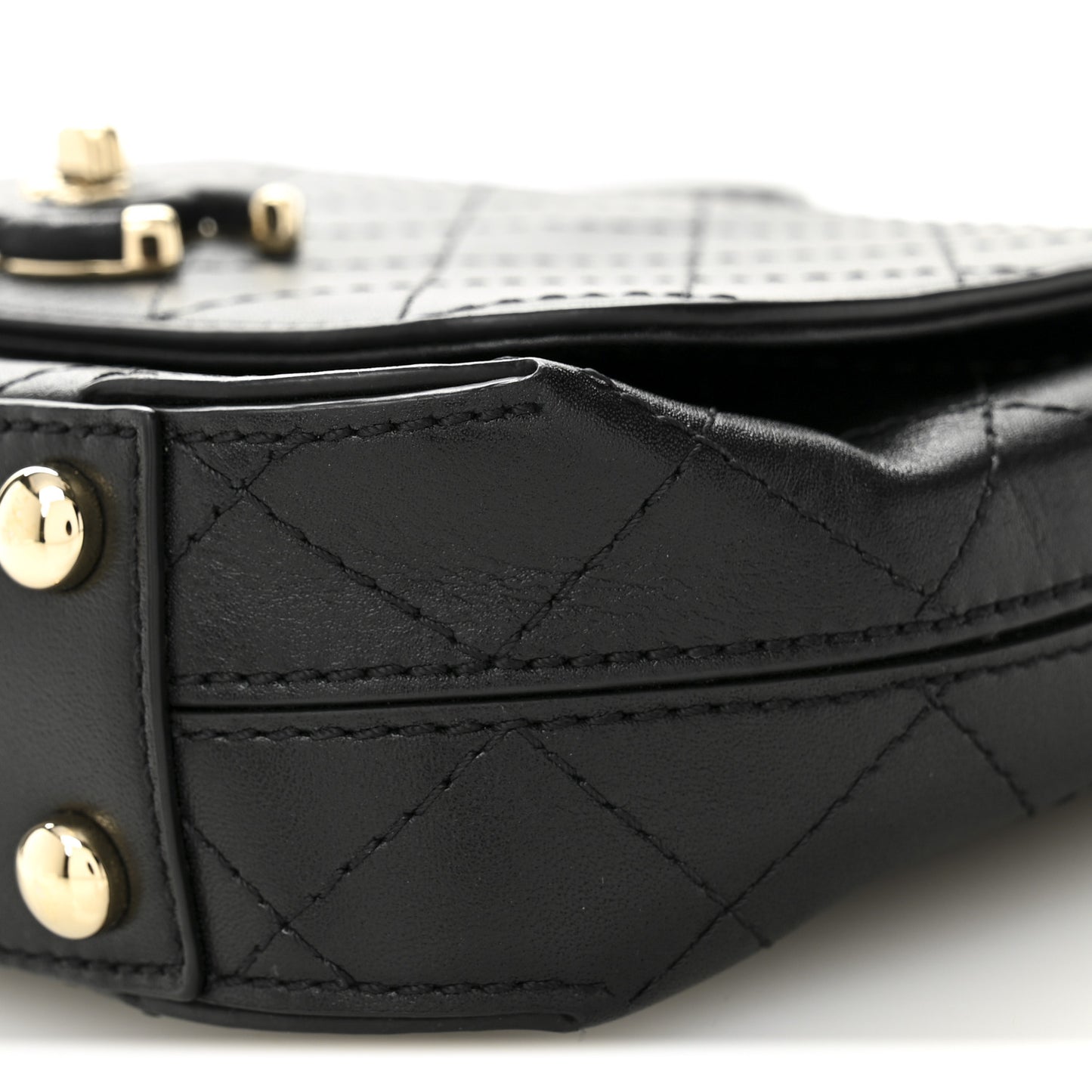 Calfskin Stitched Small Covered CC Flap Bag Black