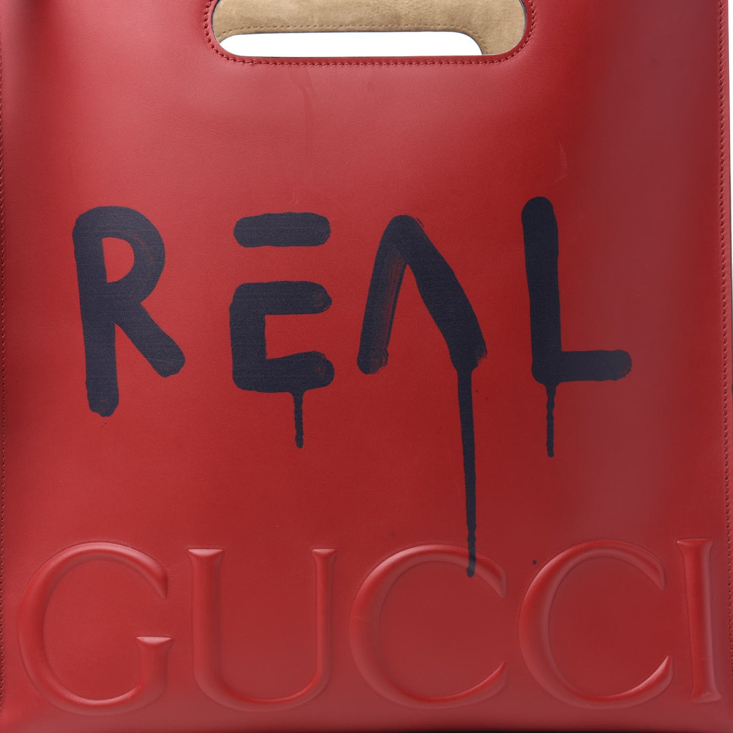 Calfskin GucciGhost Real Medium XL Tote Hibiscus Red