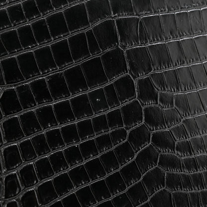 Saint Laurent Calfskin Crocodile Embossed Tiny Monogram Zipped Tablet Holder Black 8 of 9