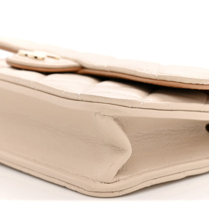 Chanel Lambskin Quilted Flap Phone Holder With Chain Ecru Dark Beige 10 of 11