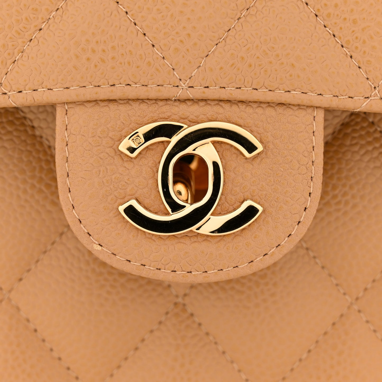 Caviar Quilted XL Jumbo Single Flap Beige