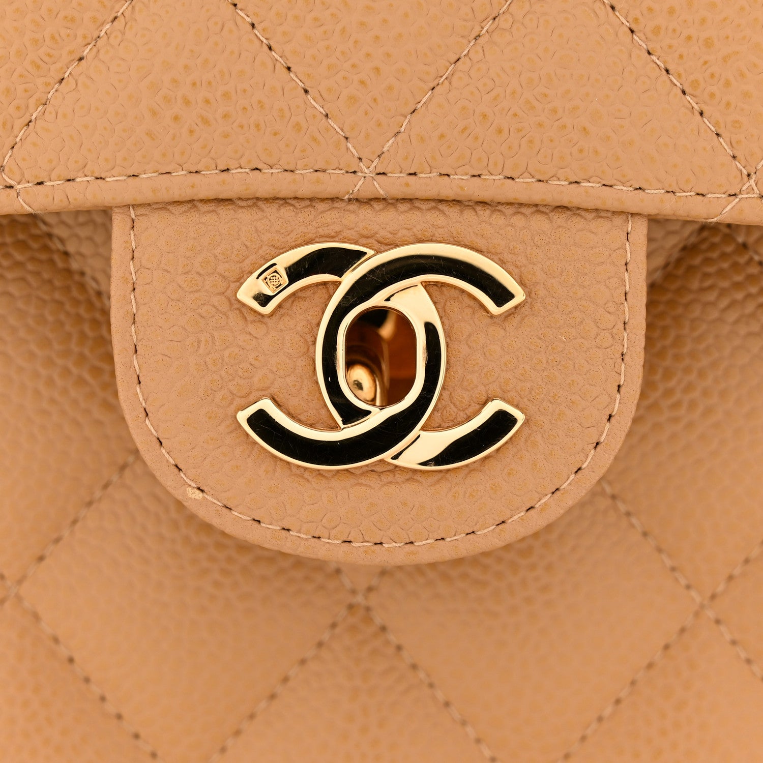 Chanel Caviar Quilted XL Jumbo Single Flap Beige 11 of 13