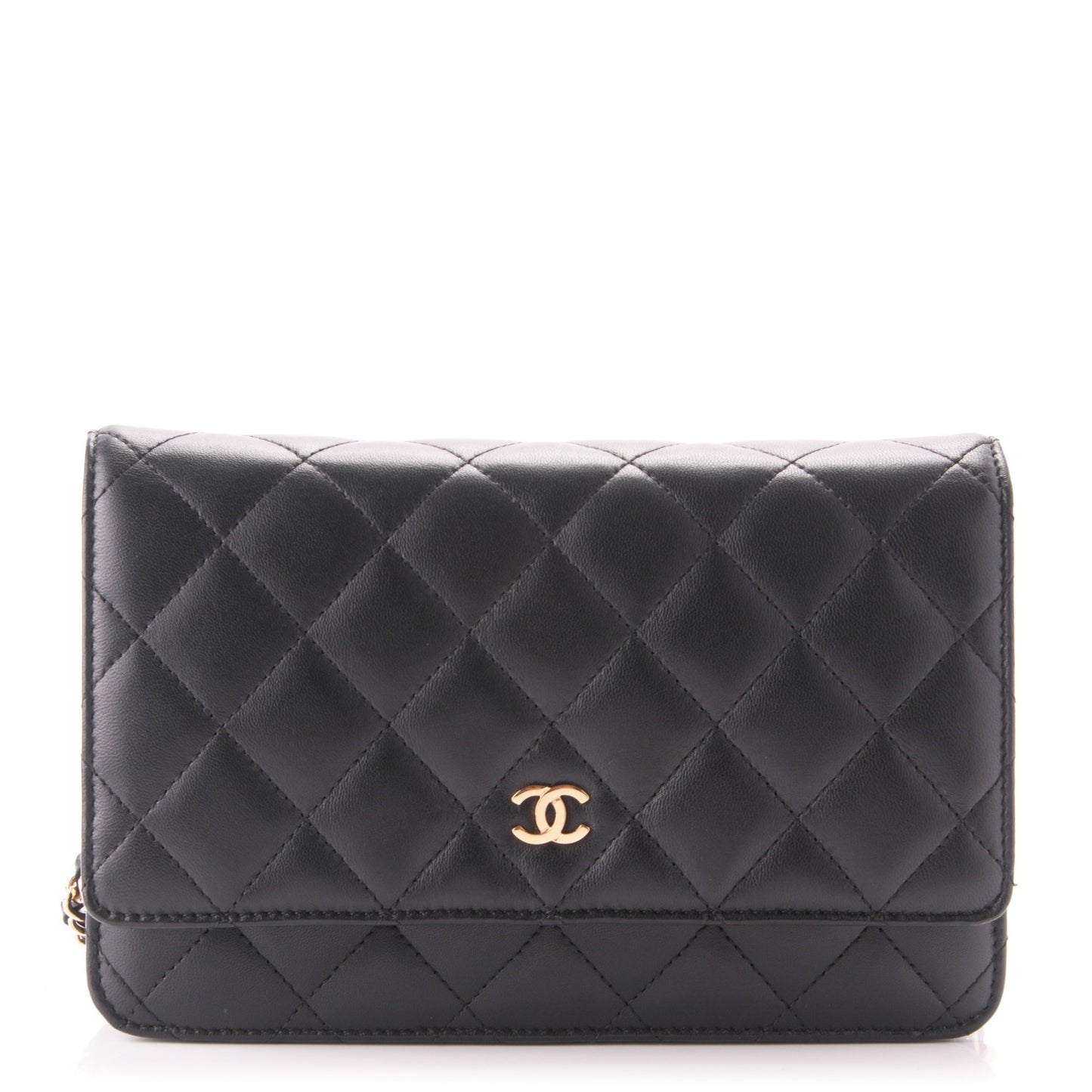 Lambskin Quilted Wallet On Chain WOC Black