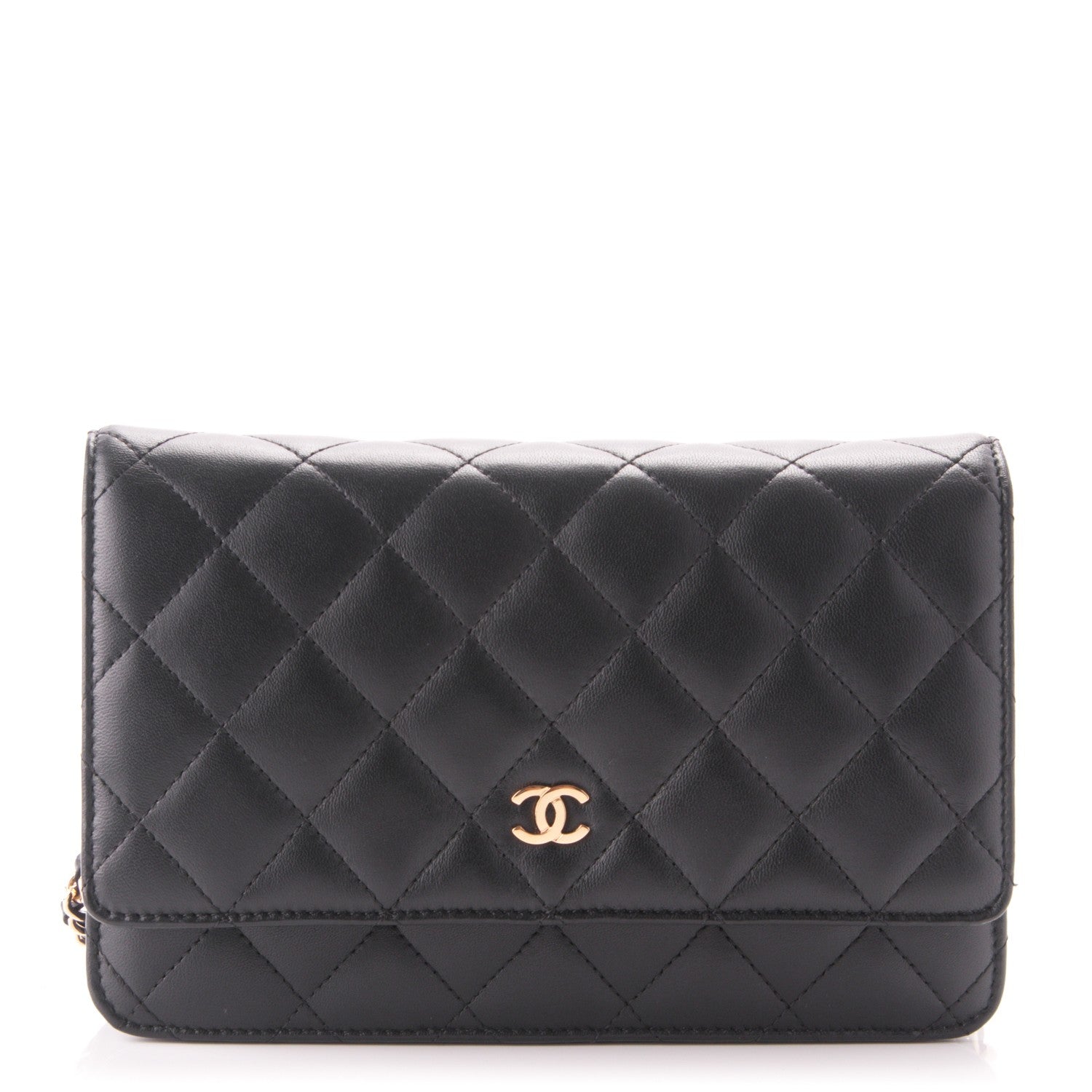 Chanel Lambskin Quilted Wallet On Chain WOC Black 1 of 8