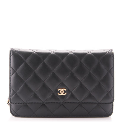 Chanel Lambskin Quilted Wallet On Chain WOC Black 1 of 8