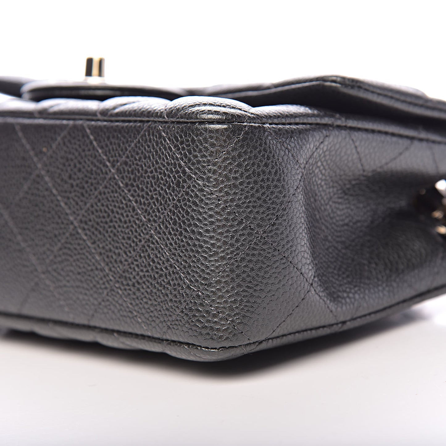 Caviar Quilted Mini Rectangular Flap Dark Grey