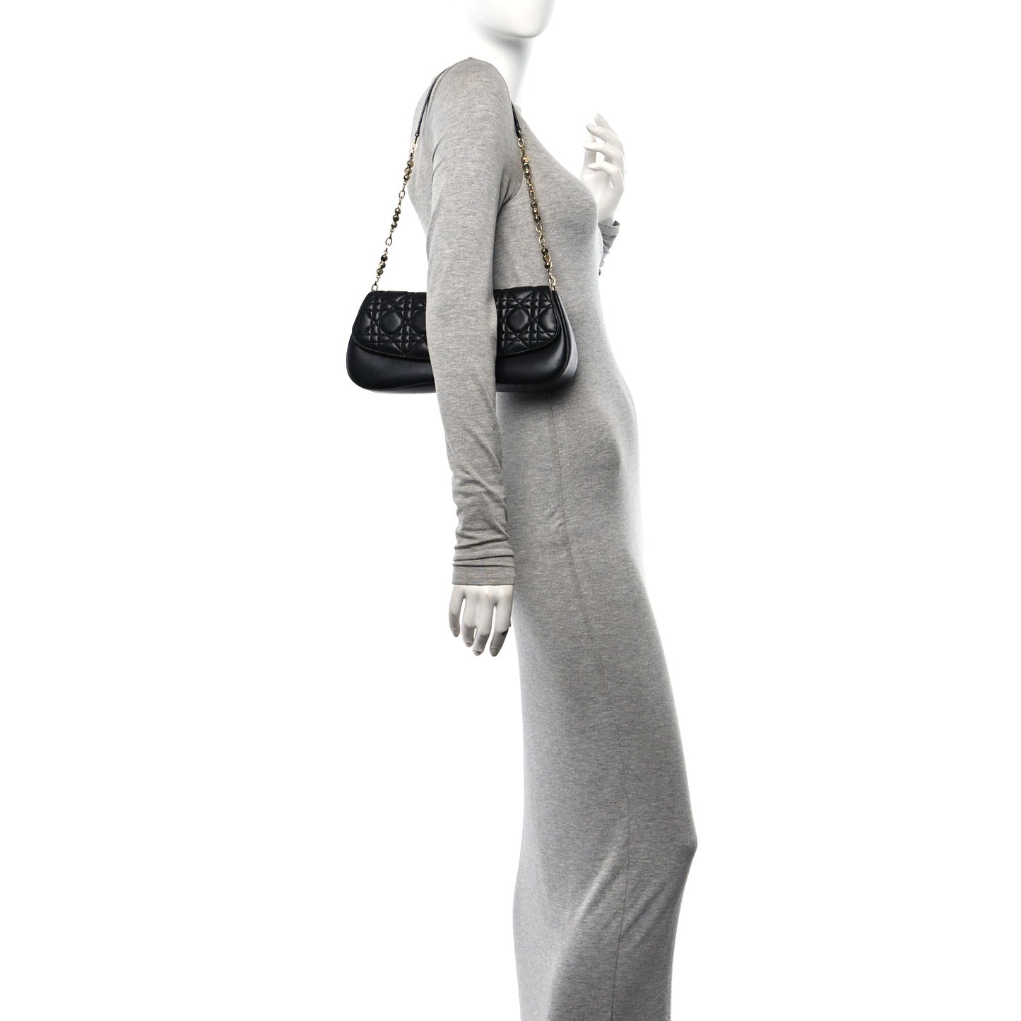 Lambskin Cannage Flap Shoulder Bag Black
