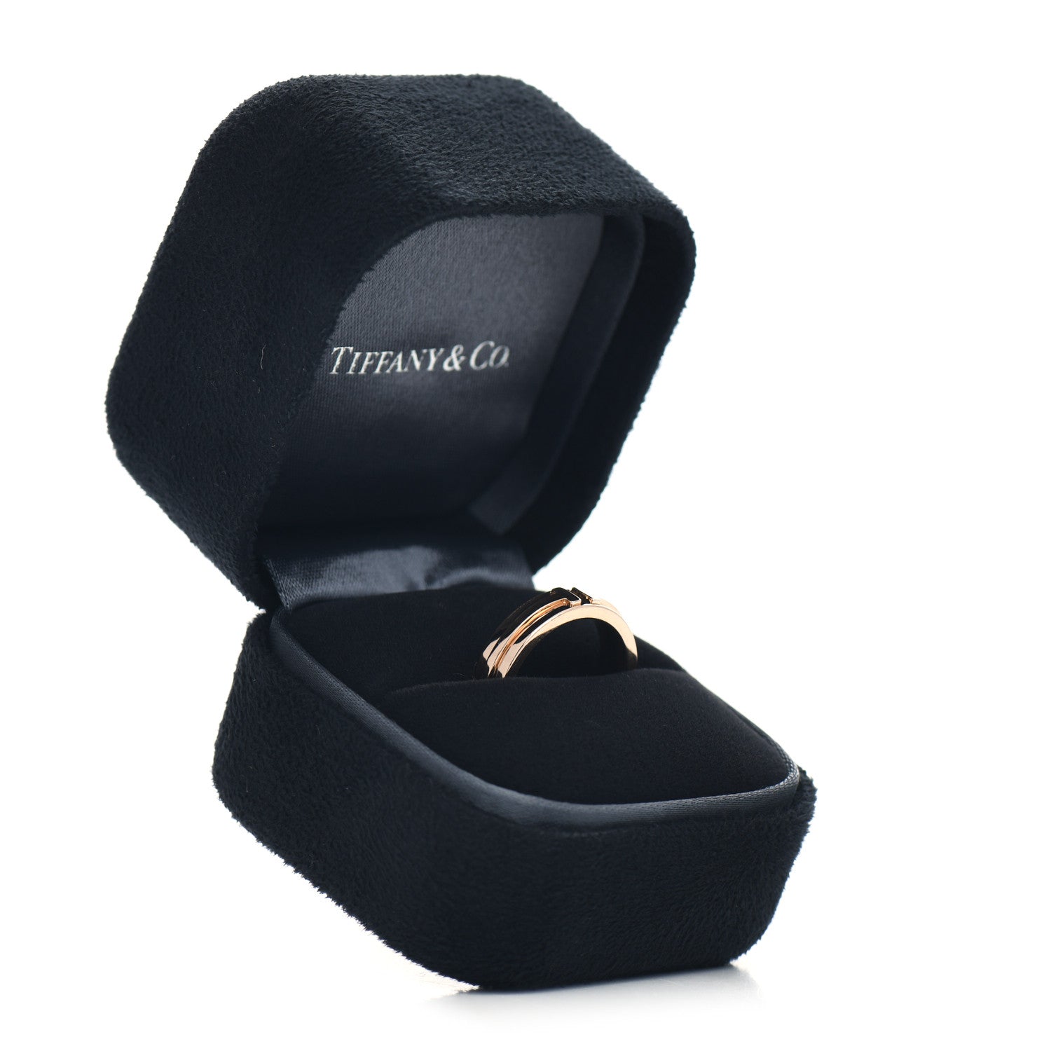 Tiffany 18K Rose Gold T Two Narrow Ring 46 3.75 4 of 5