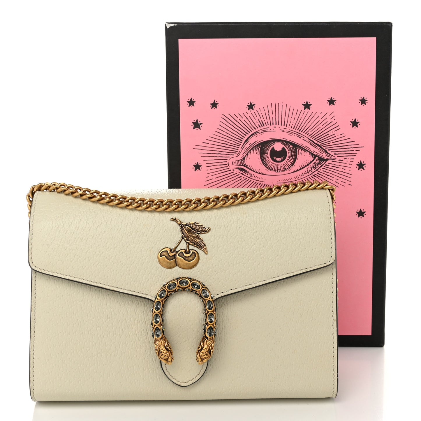 Calfskin Garden Dionysus Chain Wallet Off White