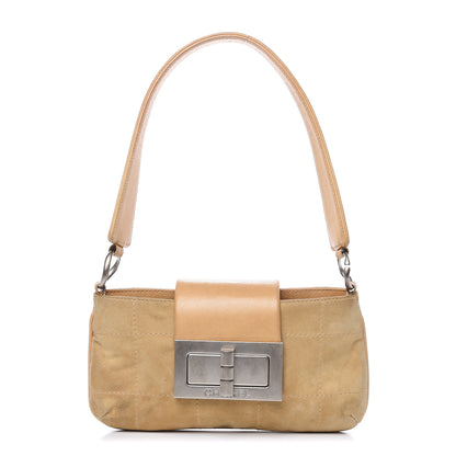 Chanel Suede Square Stitched Mademoiselle Shoulder Bag Beige 1 of 17