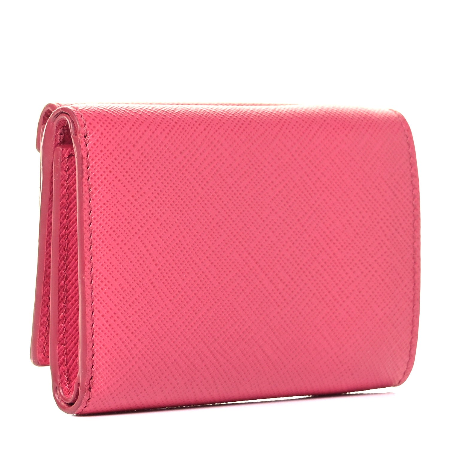 Prada Saffiano Metal Small Tri-Fold Wallet Peonia 4 of 15