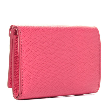 Prada Saffiano Metal Small Tri-Fold Wallet Peonia 4 of 15