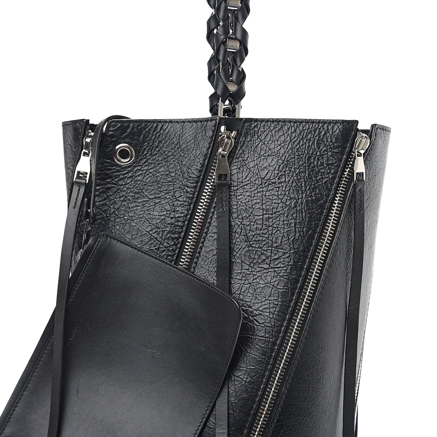 Calfskin Medium Hex Bucket Bag Black