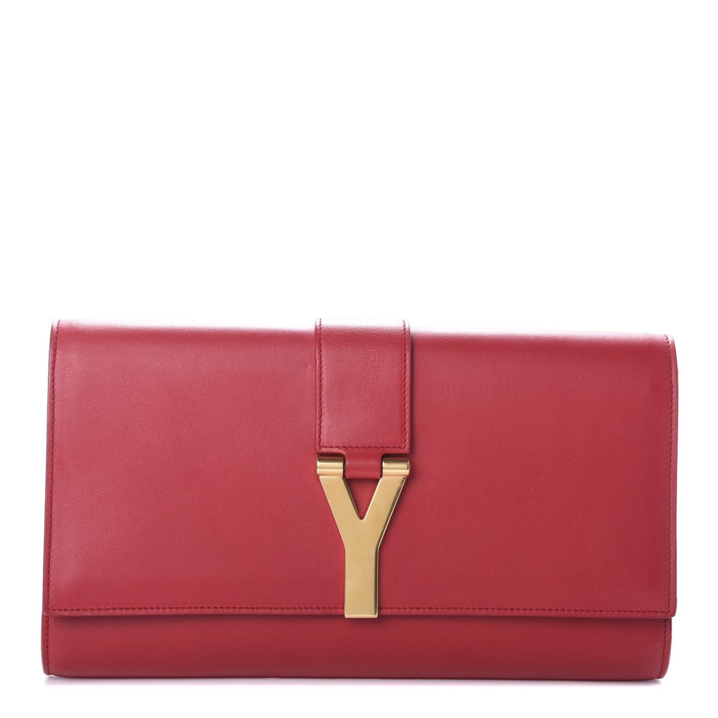 Calfskin Classic Y Ligne Clutch Red