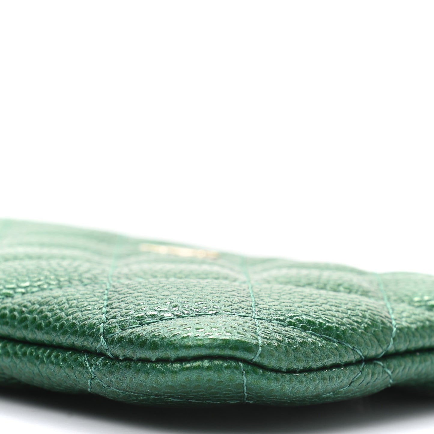 Caviar Quilted Small Cosmetic Case Green