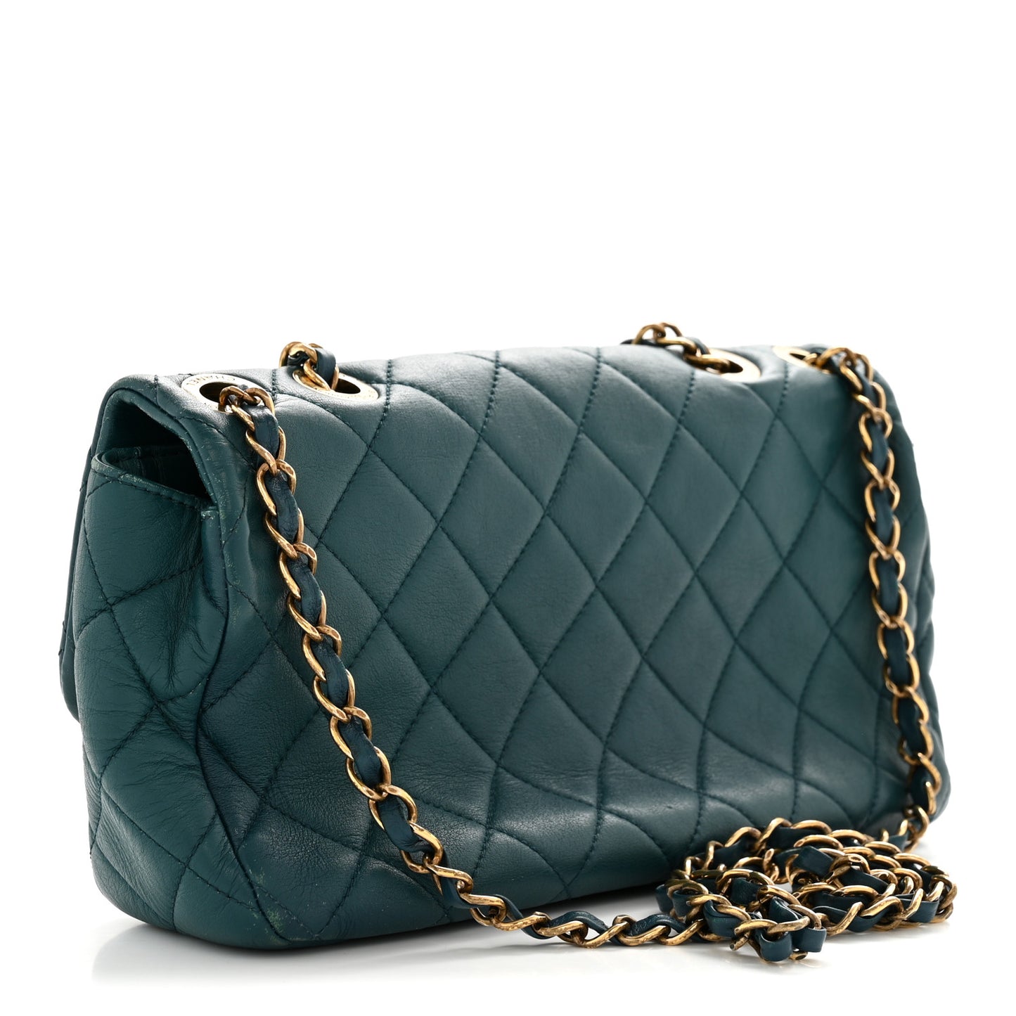 Calfskin Quilted East West Flap Dark Blue