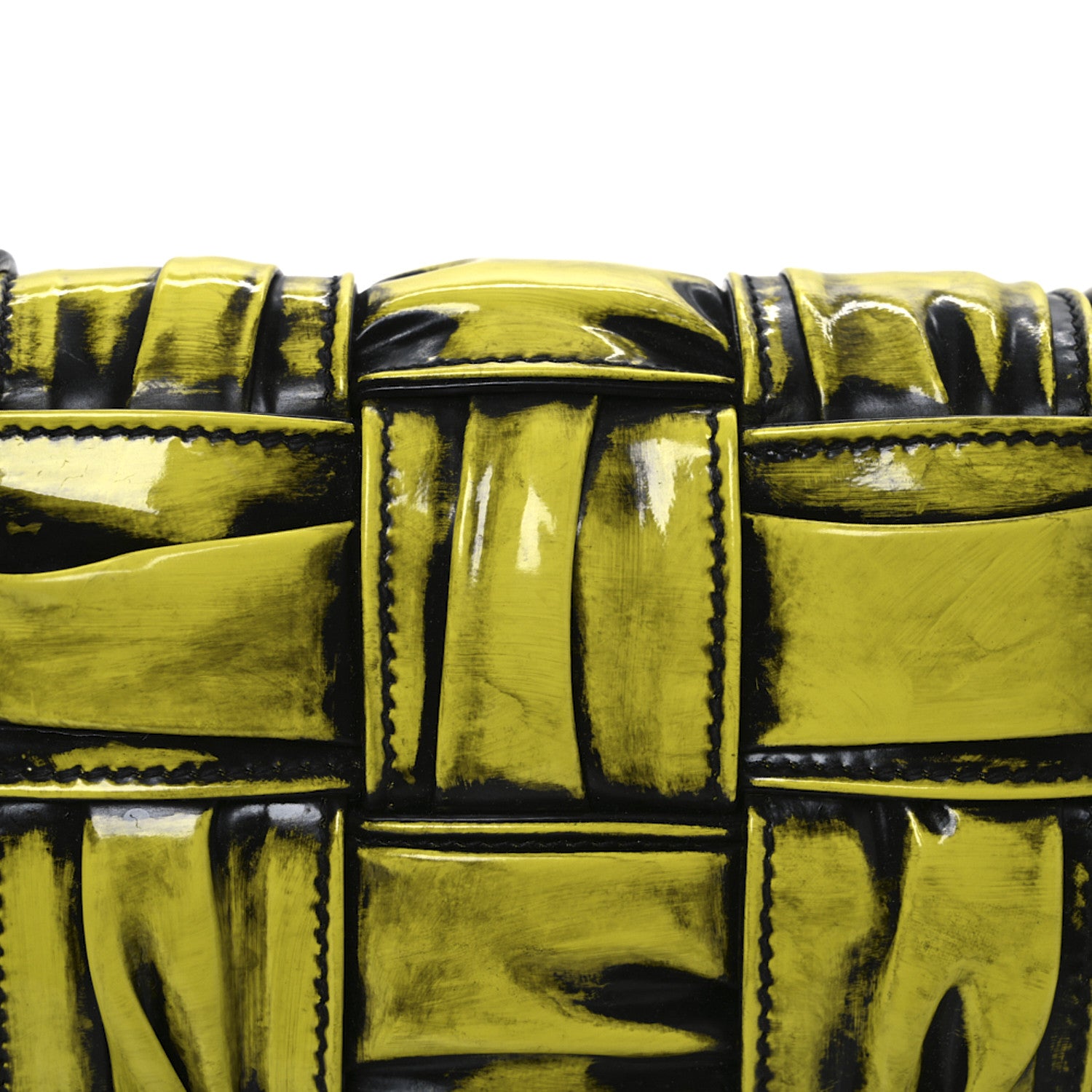 Bottega Veneta Patent Maxi Intrecciato Padded Cassette Crossbody Bag New Chartreuse Black 8 of 11