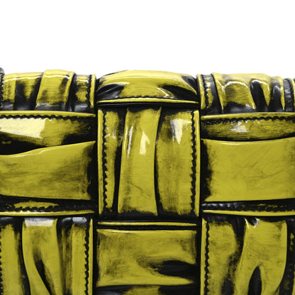 Bottega Veneta Patent Maxi Intrecciato Padded Cassette Crossbody Bag New Chartreuse Black 8 of 11