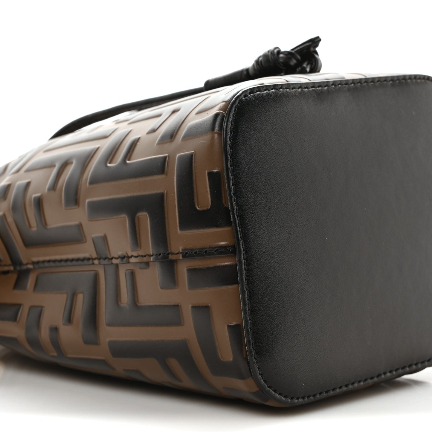 Vitello Liberty F is Fendi Bi-Color FF 1974 Embossed Mini Mon Tresor Bucket Bag Maya Black