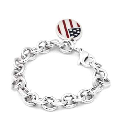 Tiffany Sterling Silver Enamel American Flag Charm Bracelet 3 of 4