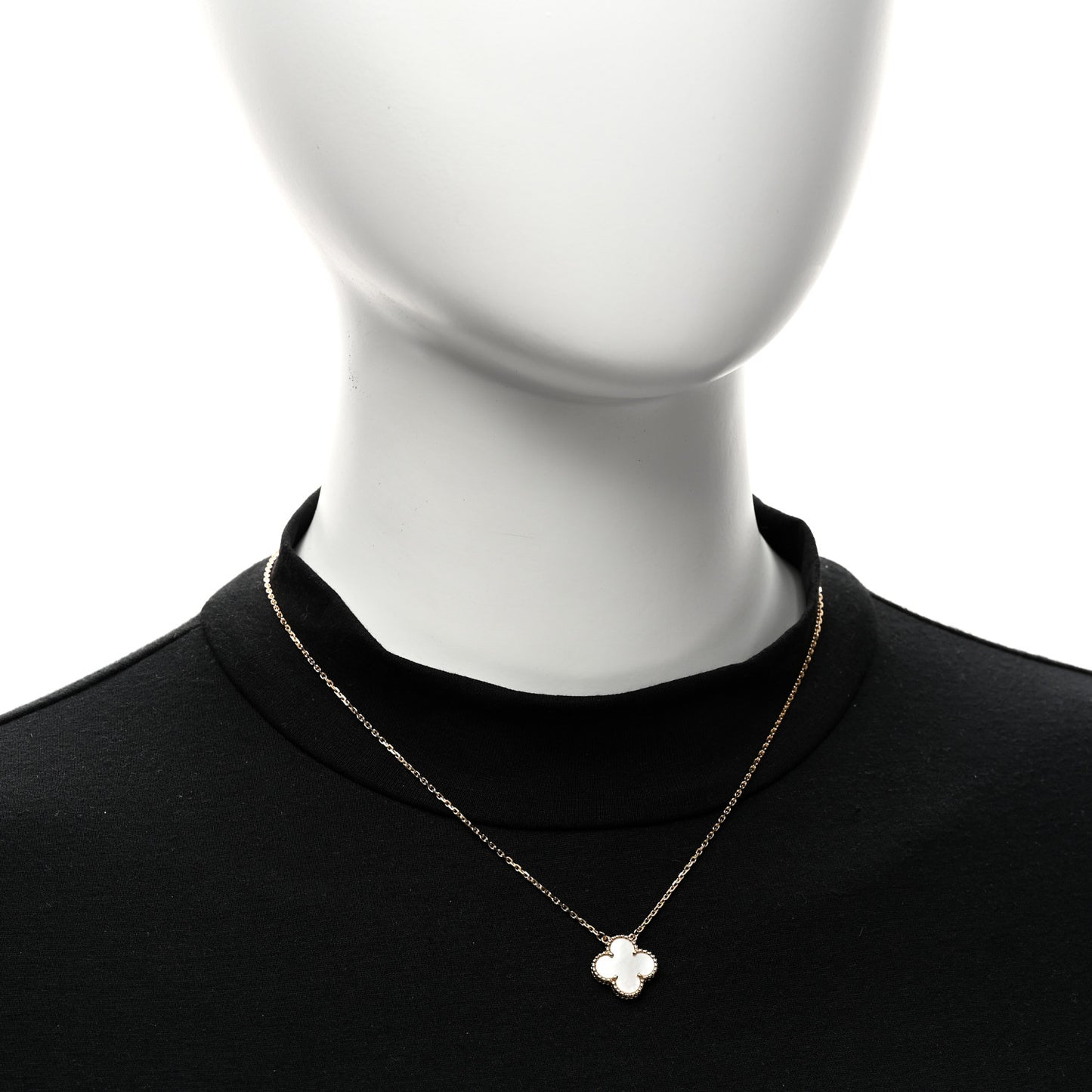 18K Yellow Gold Mother of Pearl Vintage Alhambra Pendant Necklace