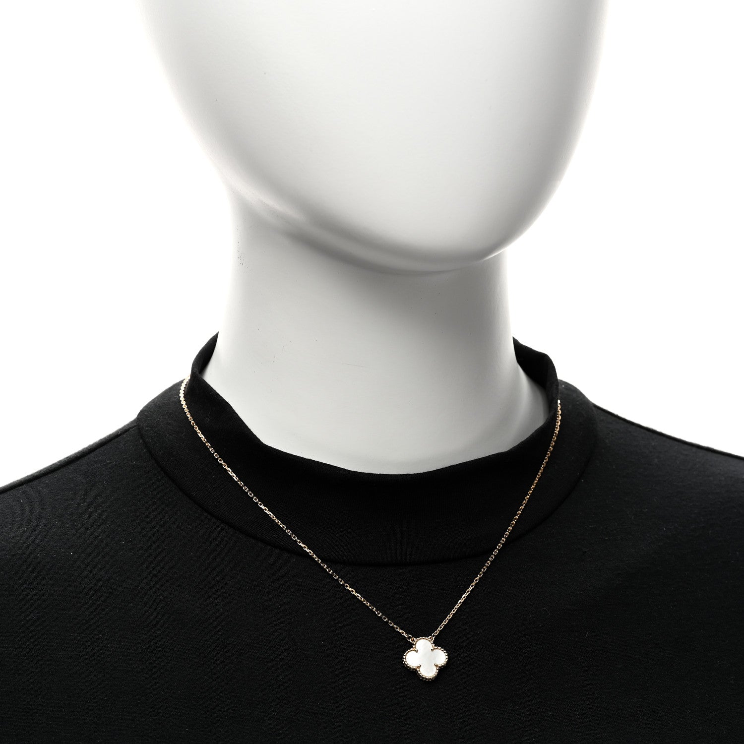 Van Cleef & Arpels 18K Yellow Gold Mother of Pearl Vintage Alhambra Pendant Necklace 2 of 6