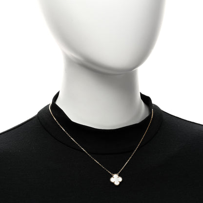 Van Cleef & Arpels 18K Yellow Gold Mother of Pearl Vintage Alhambra Pendant Necklace 2 of 6