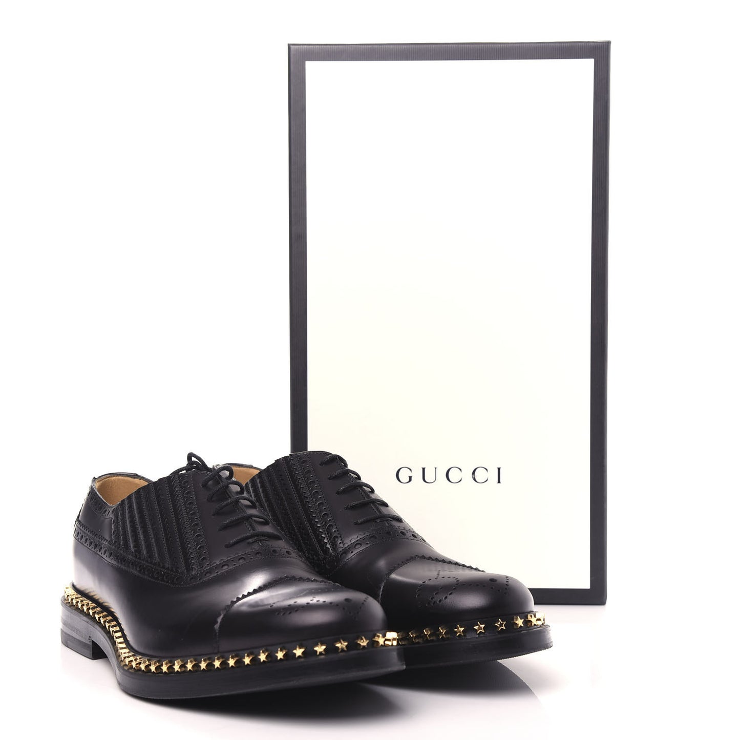 Calfskin Mens Star Studded Lace Up Oxfords 9 Black