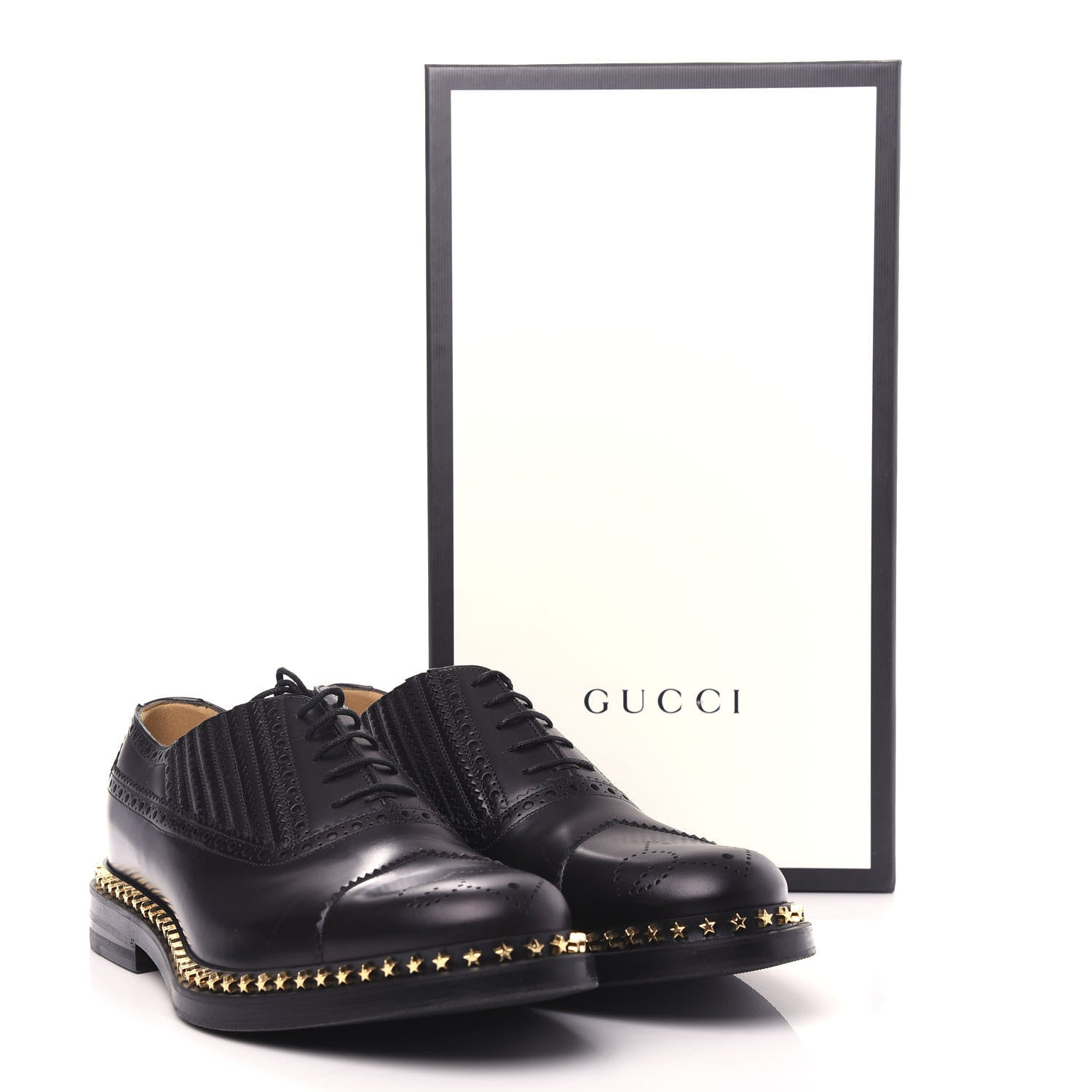 Gucci Calfskin Mens Star Studded Lace Up Oxfords 9 Black 12 of 12