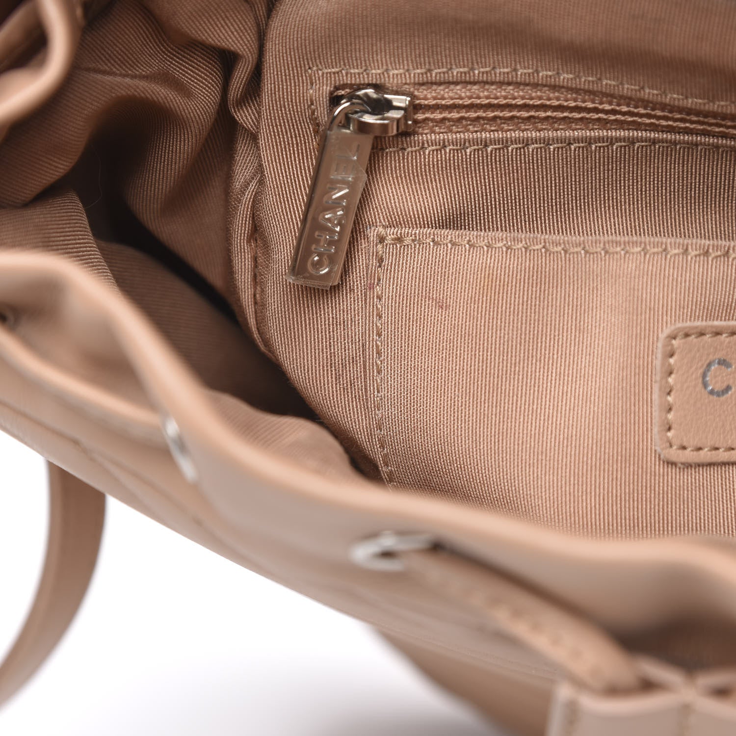 Chanel Calfskin Chevron Quilted Small Urban Spirit Backpack Beige 11 of 12