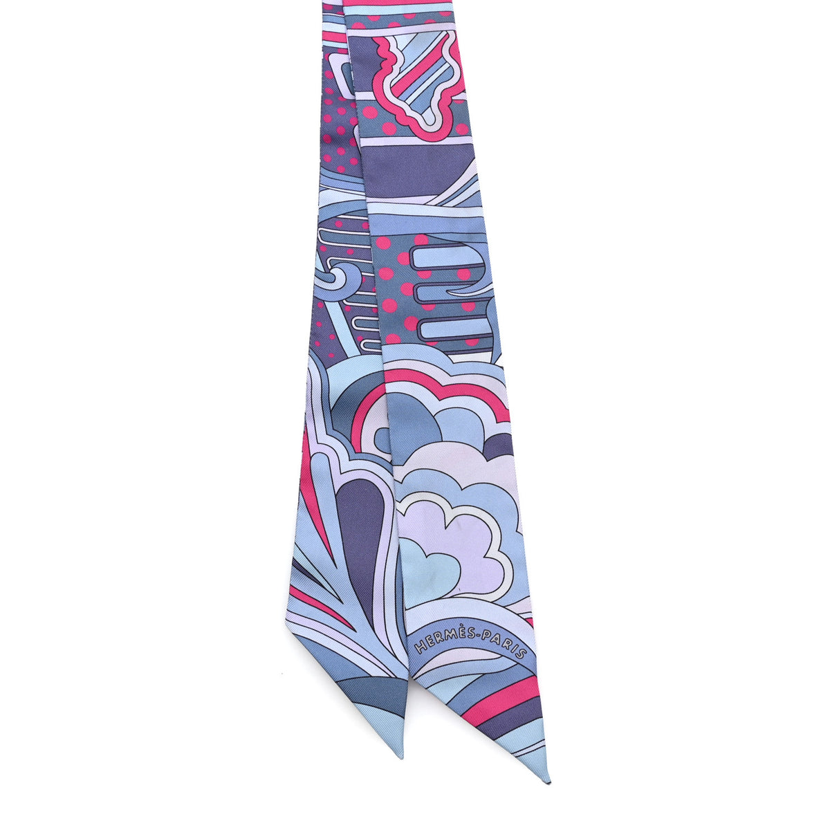 Hermes Silk Faubourg Rainbow Twilly Blue Jean Rose Vif 2 of 3