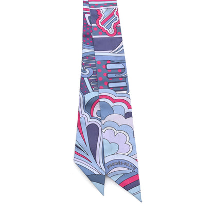 Hermes Silk Faubourg Rainbow Twilly Blue Jean Rose Vif 2 of 3