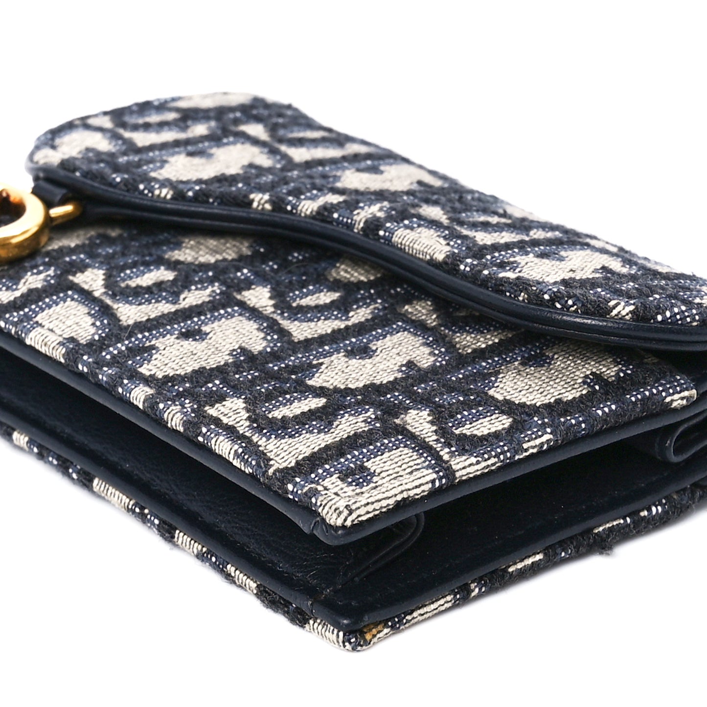 Oblique Saddle Card Holder Blue