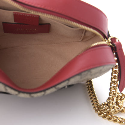 Gucci GG Supreme Monogram Kingsnake Heart Embroidered Mini Chain Shoulder Bag Beige Hibiscus Red 5 of 10