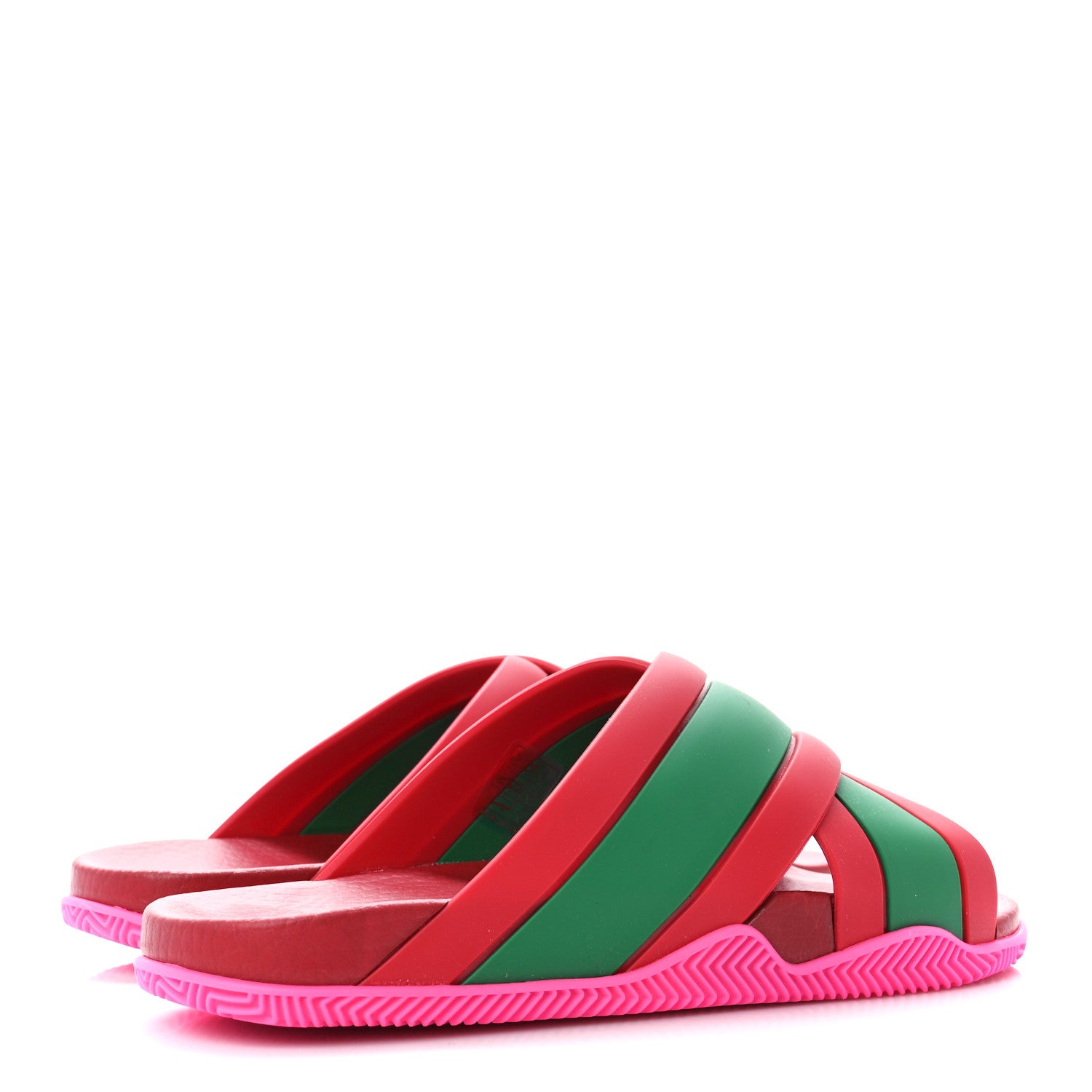 Gucci Rubber Web Womens Criss Cross Slide Sandals 38 Coral New Shamarock 4 of 8