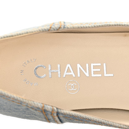 Chanel Denim CC Cap Toe Ballerina Flats 37.5 Light Blue 8 of 10