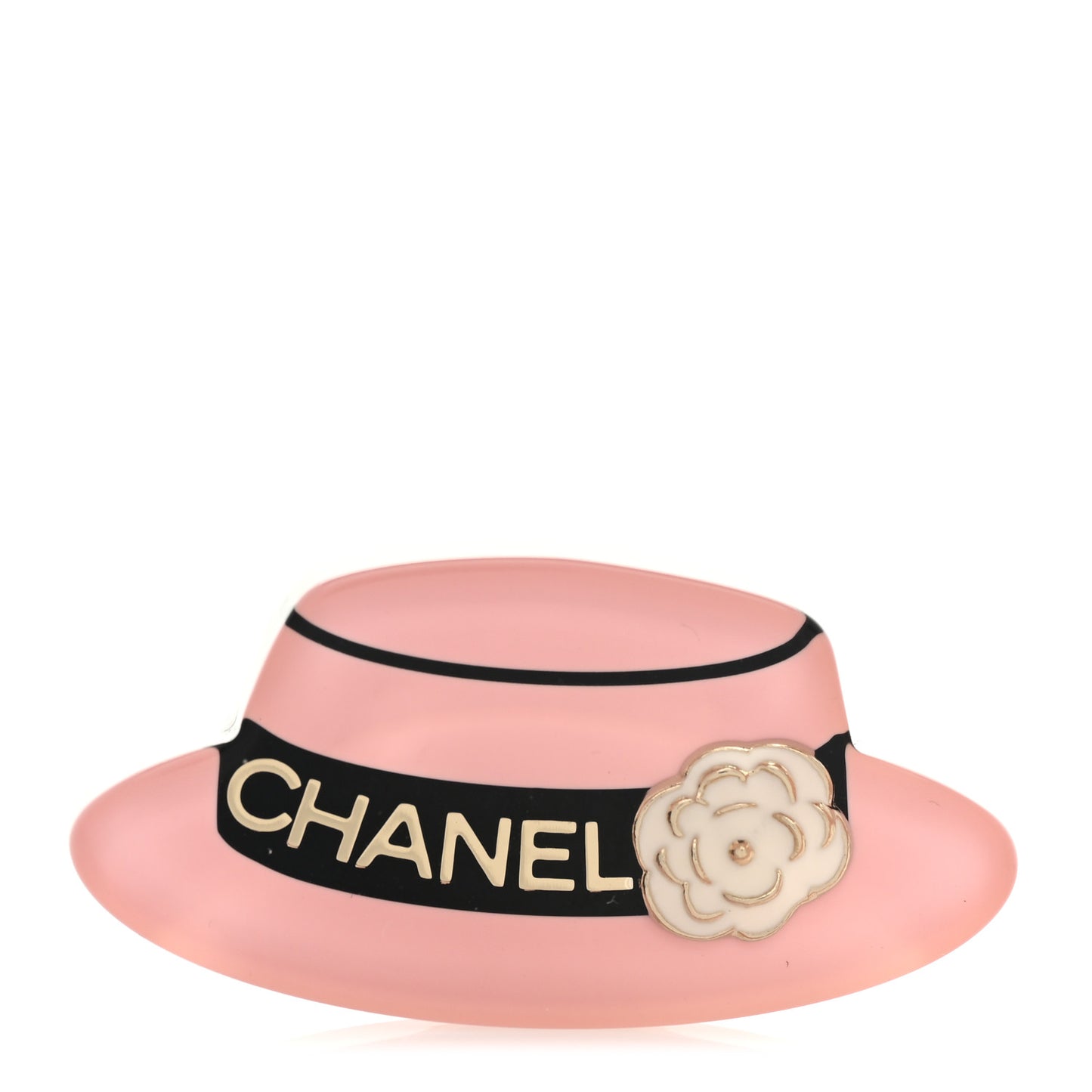 Resin Icon Manga Hat Brooch Pink White Gold