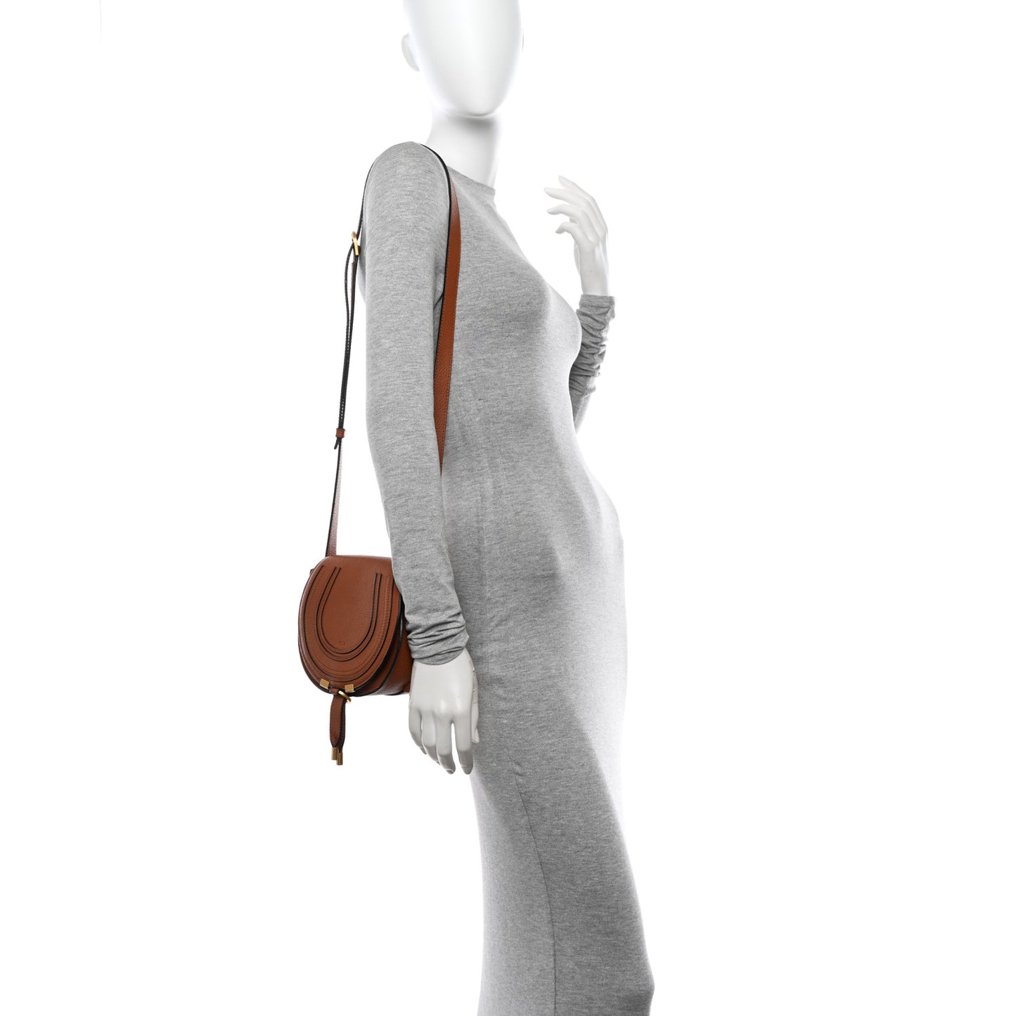 Grained Calfskin Small Marcie Saddle Bag Tan