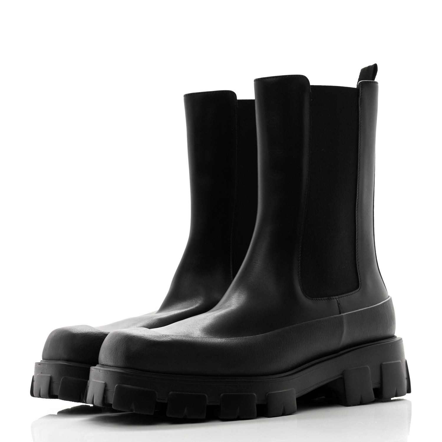 Prada Spazzolato Rois Monolith Chelsea 55mm Tall Boots 8 Black 3 of 9