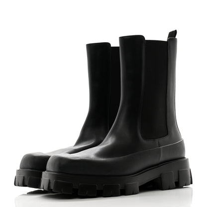 Prada Spazzolato Rois Monolith Chelsea 55mm Tall Boots 8 Black 3 of 9