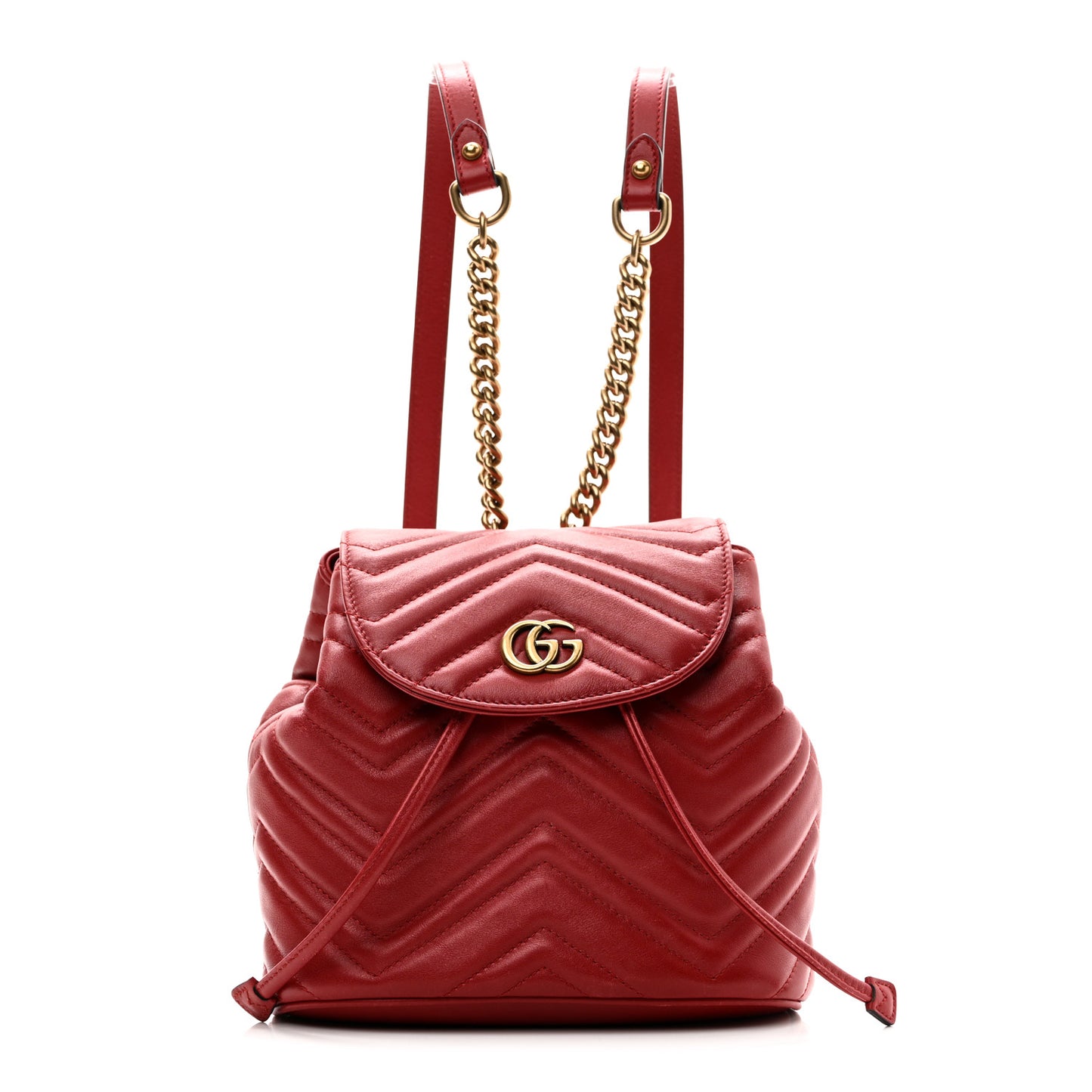 Calfskin Matelasse GG Marmont Flap Backpack Hibiscus Red