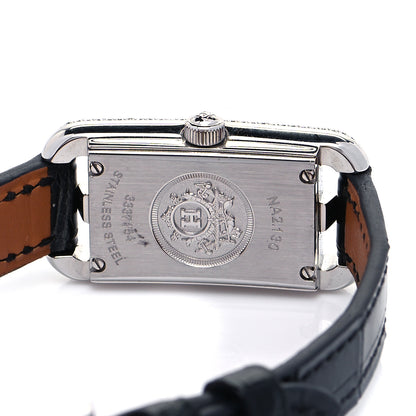 Hermes Stainless Steel Alligator Diamond 17mm Nantucket Serti Joaillier Quartz Watch Noir 4 of 5