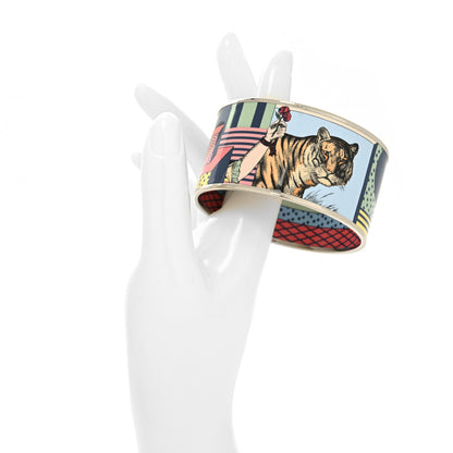 Hermes Enamel Printed Extra Wide Dessous Grand Theatre Nouveau Bangle 2 of 4