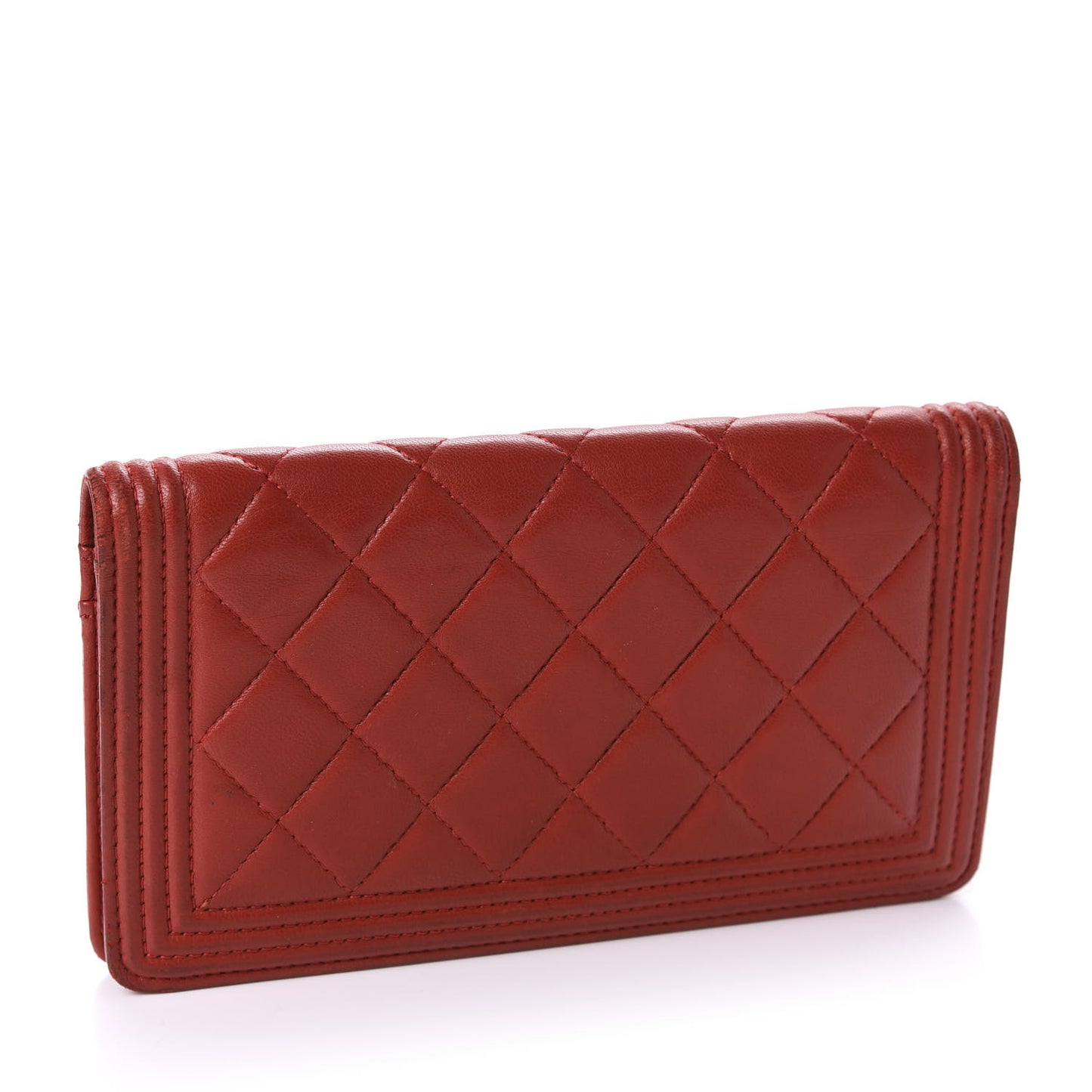 Lambskin Quilted Boy Yen Wallet Red