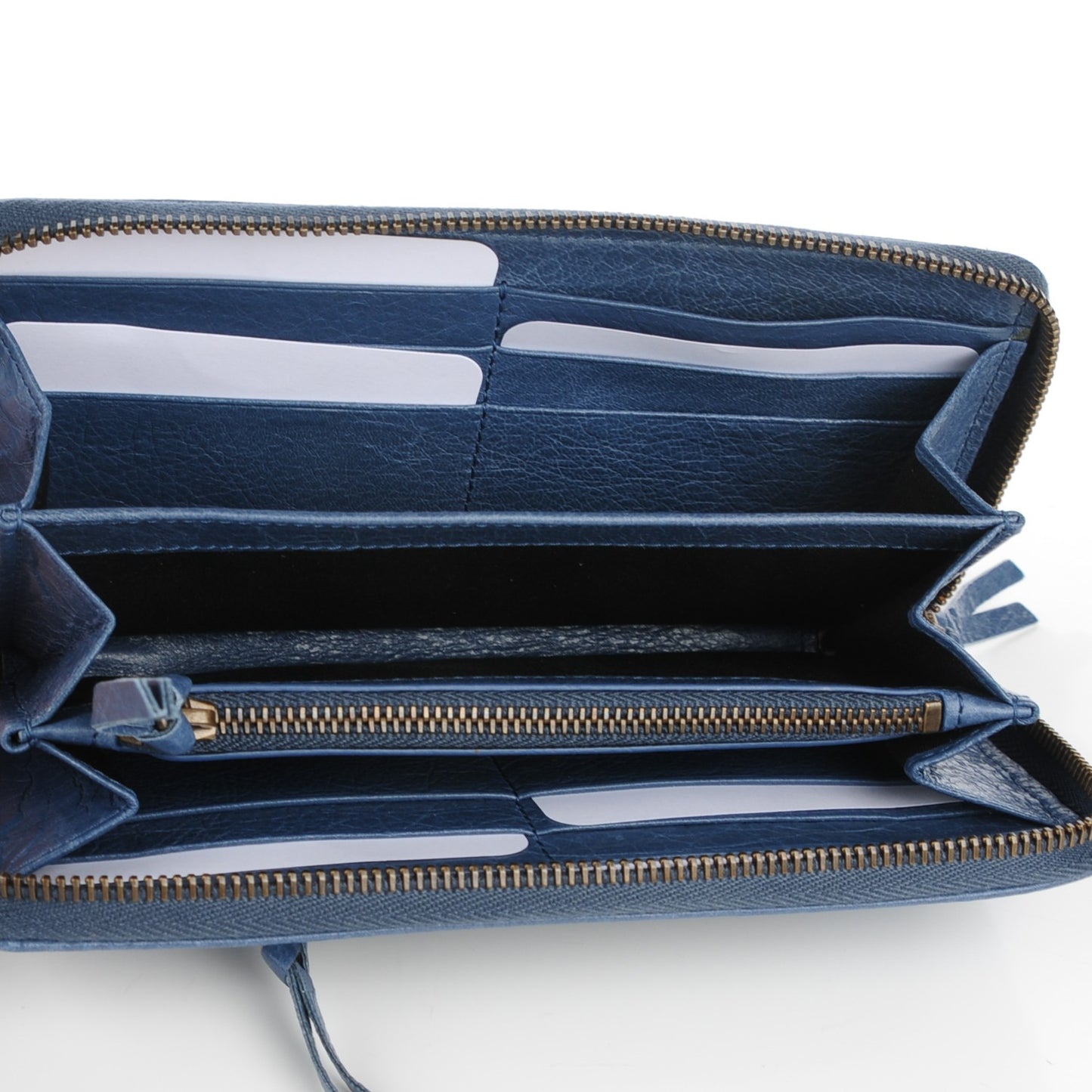 Agneau Classic Hardware Continental Zip Around Wallet Bleu Persan